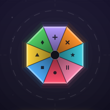 L'ottagono di Color Spin con un simbolo su ogni lato